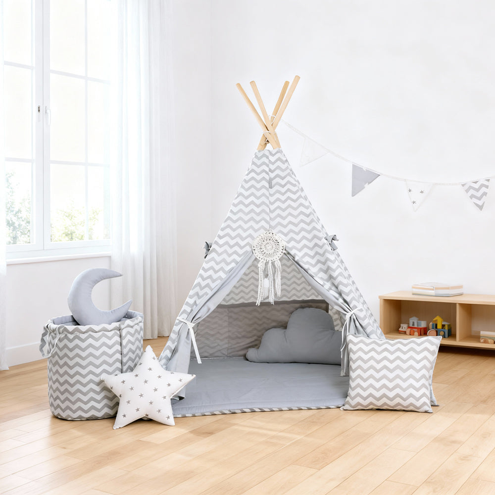 tipi enfant chambre rayure grise